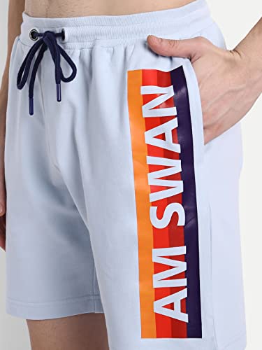 Image of AM SWAN Mens Premium Cotton Colourblocked Printed Stylish Comfort Knee Length Shorts