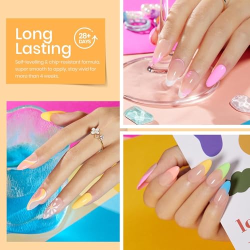 Image of Beetles Neon Gel Nail Polish, Neon Lights, 6 Colors Gel Polish Set | Pink Orange Coral Blue Yellow Green Shades, Soak-Off UV LED, Long-Lasting Nails Art for Salon, Home DIY & Holiday Manicures