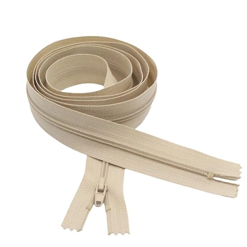 MebuZip 2PCS #3 Beige 18 Inch Closed Bottom Nylon Coil Zippers for Sewing