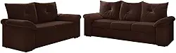 Conjunto de Sofá 2 e 3 Lugares Taurus Veludo Marrom