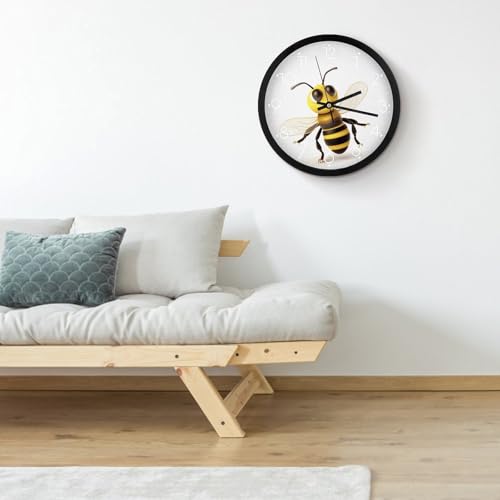 Horloge murale analogique ronde Honey Bee au design épuré et finitions soignées