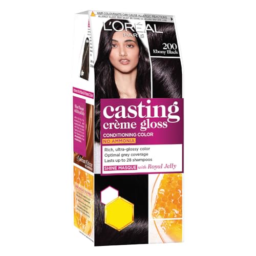 L Oréal Paris Casting Creme Gloss Small Pack Hair Colour Cream, 200 Ebony Black, 21g+ 24ml