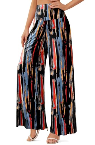 JZC Women's Palazzo Lounge Pants Stretchy Wide Leg Casual Pants Comfy High Waist Flowy Pants S-3XL