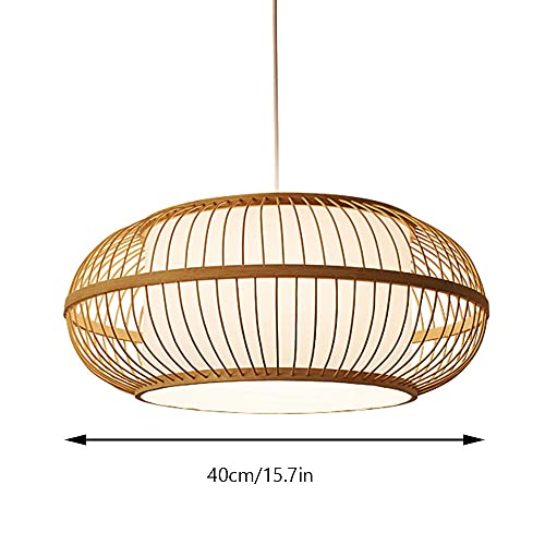 Suspension bambou naturel 40x22 cm lustre panier style japonais - 6