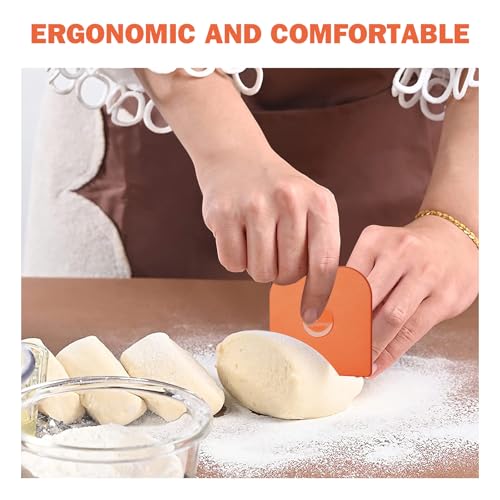 Image of Pan Scraper, 5 Pcs Pot Scraper Plastic, Pot Scraper Non Scratch for Cast Iron, Pot and Pan Cleaning, Sturdy Scraper Kitchen Tool-Orange