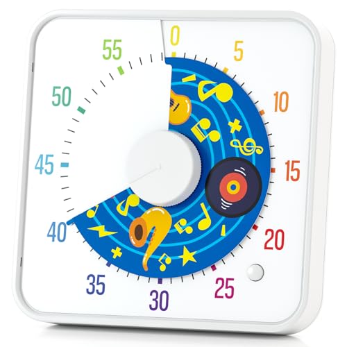 Bell Man 8 Inch Large Visual Timer for Kids and Adults, Non Ticking Visual Countdown Timers with 5