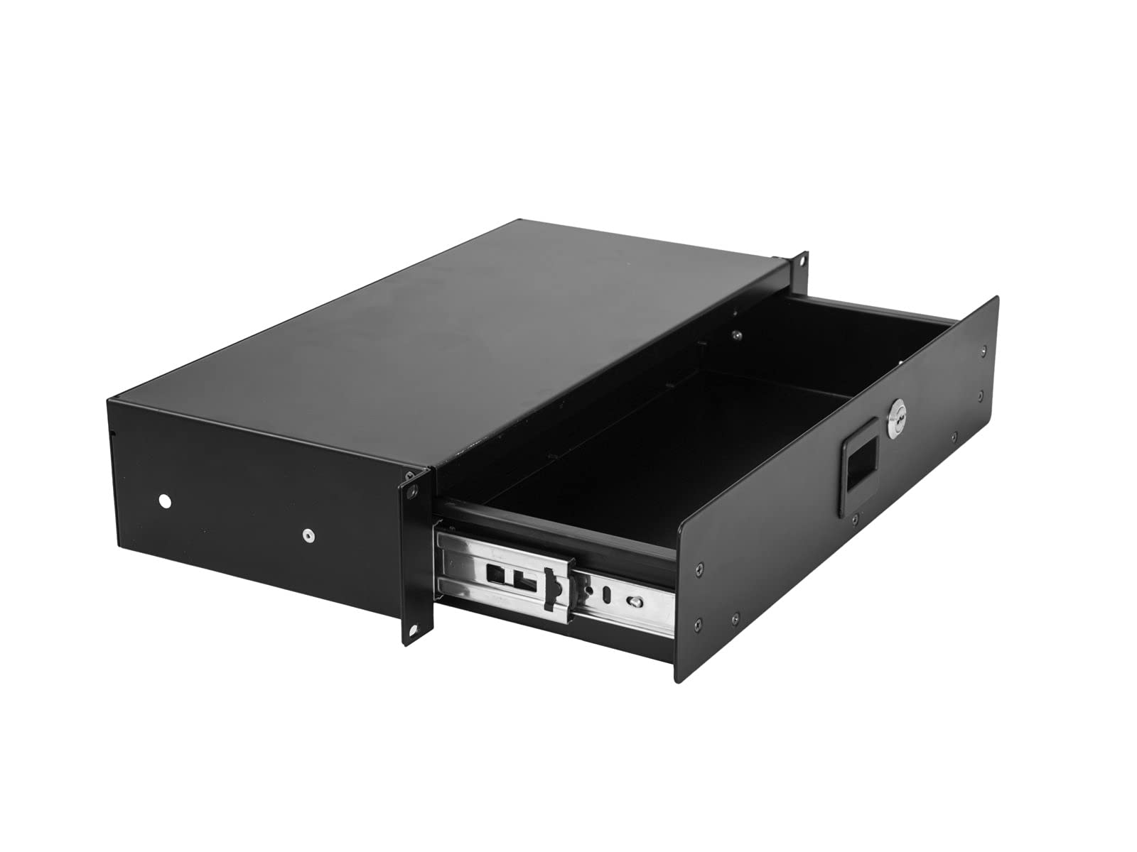 OMNITRONIC Rackschublade SN-2 Rackschublade mit Schloss 2HE | Abschließbare Schublade für 19" Racks