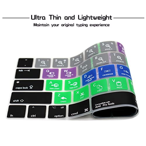 Hrh Avid Pro Tools Shortcuts Hotkey Silicone Keyboard Cover Skin For Macbook New Pro With Touch Bar 13 Inch And 15 Inch(A2159/A1989/A1706,A1990/A1707) 2019 2018 2016 2017 Release Us Version #TOP4