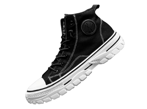 Labbin Mens Casual High Top Sneakers Black Canvas Platform - 6 UK (B0CBN3SZ7G) Amazon Price History, Amazon Price Tracker