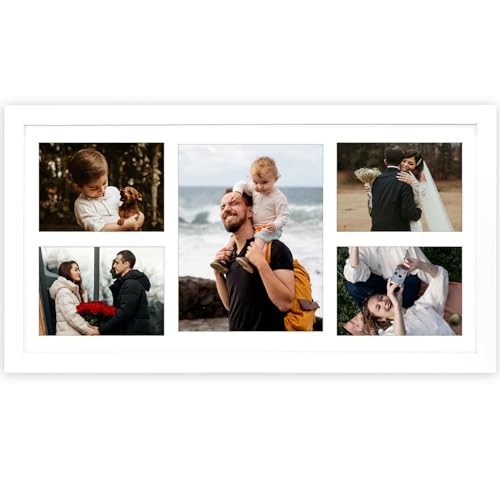 Golden State Art 12x24 White Wood Picture Frame for 8x10 and 5x7 Photos