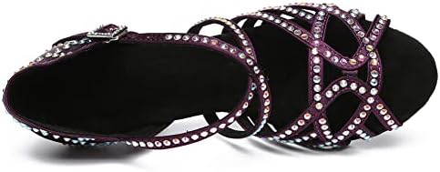 HROYL Women Rhinestone Ballroom Dance Sandals Latin Salsa Glitter Dancing shoesYCL483-7.5 Purple, 6.5 B(M) US | Image 4