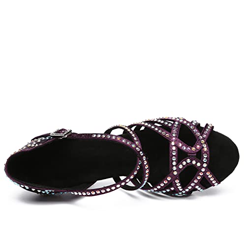 SWDZM Women's Latin Dance Shoes Rhinestone Ballroom Salsa Chacha Professional Performance Practice Dancing Shoes,Model YCL483 5