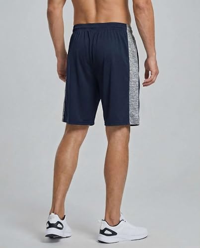 Image of Real Essentials Men's 5 Pack: 9 inch Dry-Fit Shorts - Athletic Gym, Workout, Basketball, Running, Casual Lounge Active Pockets