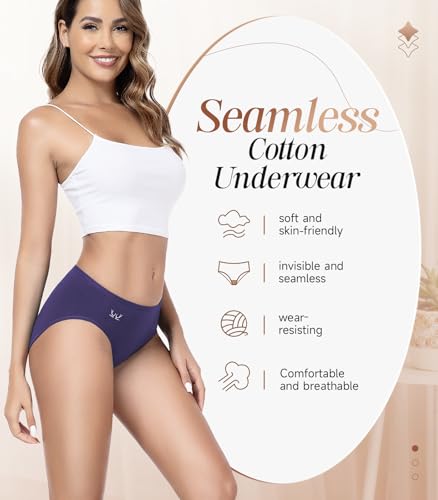 Women's Cotton Underwear High Cut Soft Briefs Full Coverage Ladies Panties 5 Pack(Regular & Plus Size) - Image 3