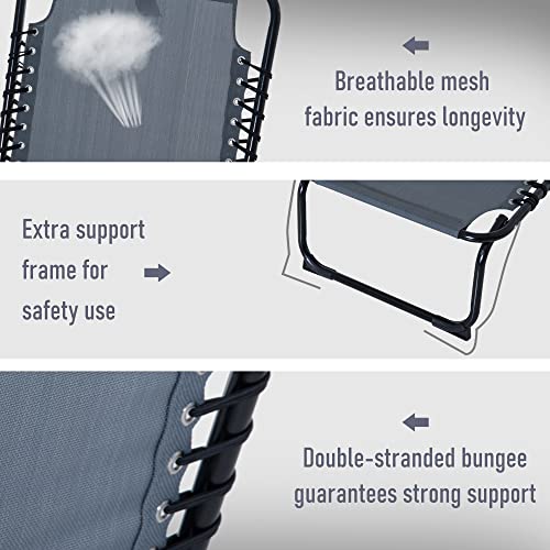 Outsunny Folding Chaise Lounge Pool Chairs, Outdoor Sun Tanning Chairs, Folding, Reclining Back, Steel Frame & Breathable Mesh For Beach, Yard, Patio, Gray #TOP5