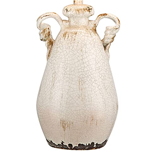 Regency Hill Isabella Country Cottage Jar Accent Table Lamp Rustic 27" Tall Ivory Ceramic Milk Crackle Beige Bell Shade Decor For Living Room Bedroom House Bedside Reading (Colors May Vary) #TOP4