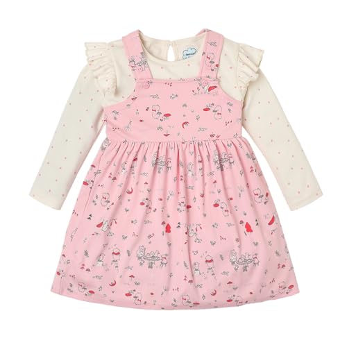 Image of Nautinati Baby Girls 100% Cotton Peterpan Collar Printed Dress | Age 0-3 Years