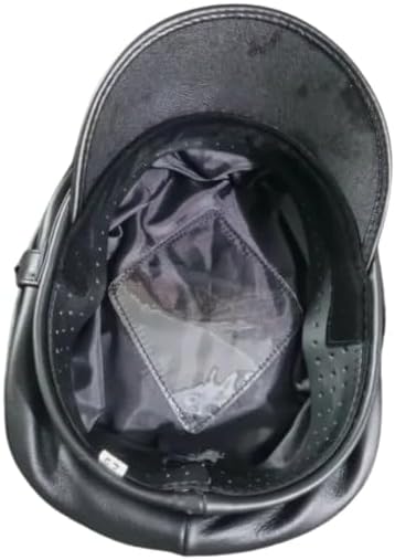 Genuine Leather Dark Brown Army Muir Biker Peaked Police Cap