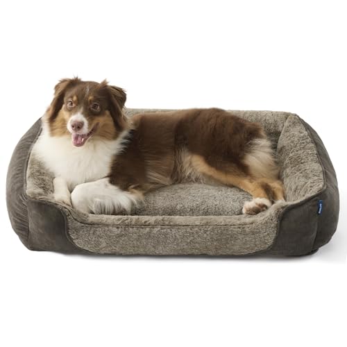 Bedsure Large Dog Bed Washable - 89x63x17cm Orthopedic Dog Sofa Beds with Non-Slip Bottom, Removable Washable Cover, Soft Pet Basket Couch, Rectangle Pet Beds for Dogs, Brown
