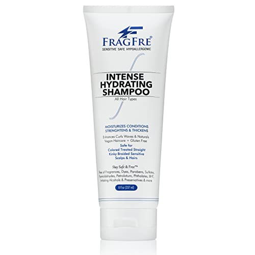 Fragfre Intense Hydrating Shampoo 8 Oz - Fragrance Free Hypoallergenic Sulfate Free Moisturizing Shampoo - Safe On Colors And Sensitive Scalps - Strenghtens Dry Hairs And Split-Ends - Vegan Gluten Free Cruelty Free #TOP11