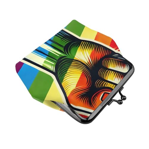 Pu Leather Buckle Coin Purse Lgbt-Gay-Pride-Fist Girls Kiss-Lock Change Purse Wallets3