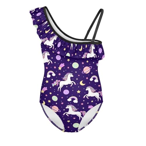 Girls Swimsuit 3-14Y One-Piece Ruffled Halter Swimwear with Adjustable Straps Quick-Dry Hawaiian Beach Pool Outfits