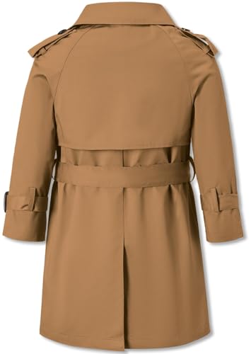 Image of Betusline Boys Waterproof Trench Coat Double Breasted Classic Belted Outwear Jacket Dress Coats