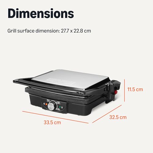 Amazon Basics Sandwich Toaster and Indoor Electric Grill with Temperature Control, Non Stick Ceramic Plates, 2000W, Black - Image 5