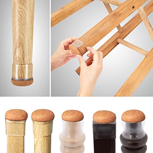 16 Pack Chair Leg Floor Protectors Square For Hardwood Floors, Rubber Furniture Sliders, 360°Felt Pad Bottom Wrapped Thickening Silicone Furniture Legs Caps Covers (Clear-Large) #TOP5