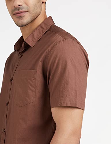Image of Amazon Brand - Symbol Men's Cotton Shirt | Casual | Plain | Half Sleeve | Summer - Regular Fit (Available in Plus Sizes)