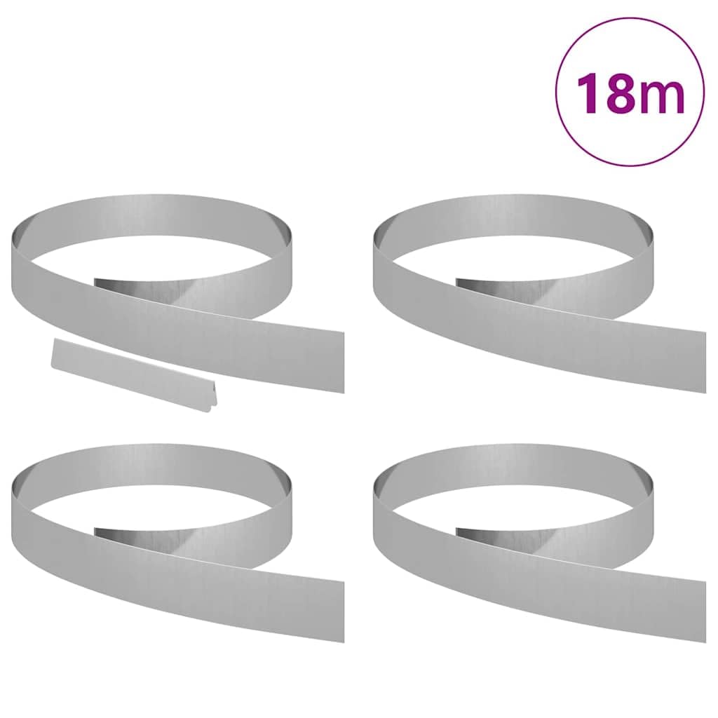 Lot de 4 bordures de pelouse de jardin argentées - 450 x 0,05 x 10 cm - Pour l'extérieur - Design moderne avec lignes épurées - Utilisation flexible pour différentes formes de jardin - Simple