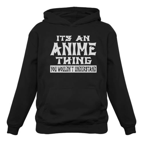 Tstars Funny Otaku Hoodie for Teen Girls and Women - Japanese Anime Meme Pullover Sweatshirt Gift Manga Fans Black