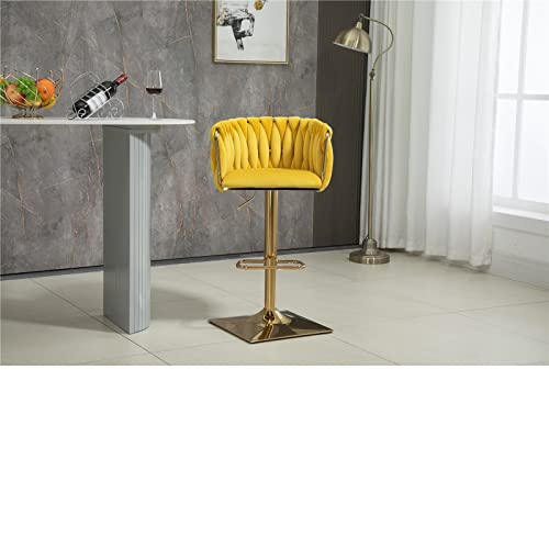 Taburetes de bar modernos con respaldo y reposapiés, elegante silla de comedor con altura de mostrador, color amarillo mostaza