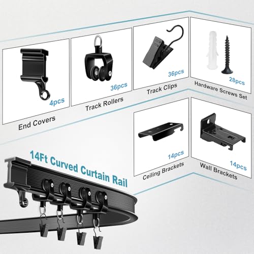 image for KOLAKO Ceiling Curtain Track, Flexible Curtain Track Ceiling Wall Moun