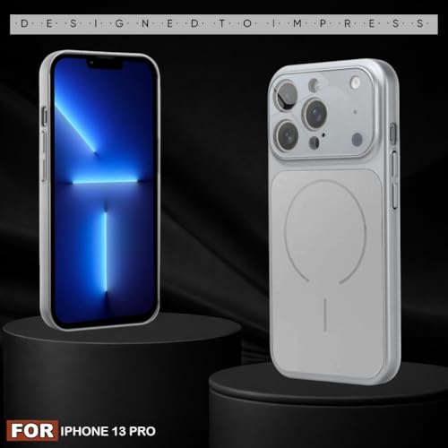 Image of SHINESTAR Premium Luxury Case Compatible with iPhone 13 Pro | Protective Back Cover with Camera Lens Safety | Wireless Charging Support | Slim Fit Durable Design | Enhanced Grip Protection Silver