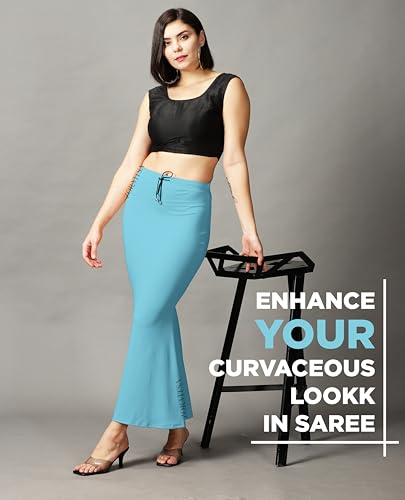 Image of ZORNITSA Cotton Lycra Saree Shapewear Petticoat for Women, Stretchable Saree Shaper Petticoat Inskirt, Shape wear Dress for Saree, Skirts