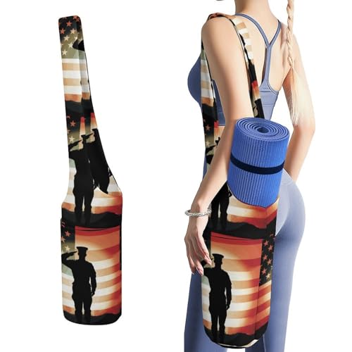 Sac de tapis de yoga en toile Soldier Saluting avec grande poche et compartiment étanche