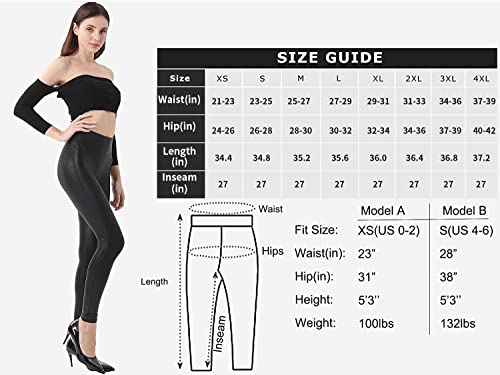 GUKOO Pelle Nero Vita Alta Elastico Skinny