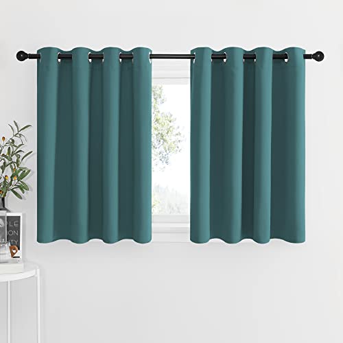 NICETOWN Kitchen Window Short Curtains - Blackout Ring Top Thermal Insulated Functional Curtain Drapes Cafe Sets for Bathroom/Loft/Dorm/Christmas, 52W