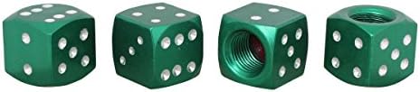 TOMALL Tyre Dustproof Cover Tire Valve Stem Caps for Universal Car Motorcycle Bike Aluminum Alloy Dice Style Green 4pcs