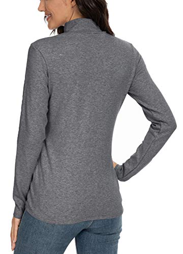 Image of Women's Cotton Mock Turtleneck Long Sleeve Basic Thermal Top