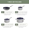 Nuwave 7pc Cookware Set Healthy Duralon Blue Ceramic Nonstick Coated, Diamond Infused Scratch-Resistant, PFAS Free, Oven Safe, Induction Ready & Evenly Heats, Tempered Glass Lids & Stay-Cool Handle #1