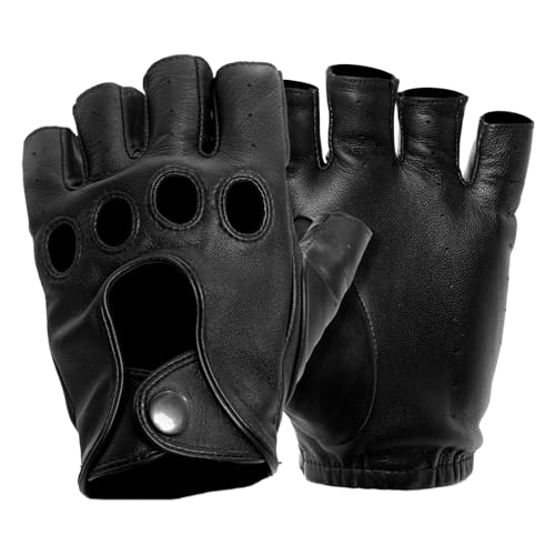 Image of Barcelona Black Fingerless Unlined Sheepskin Gloves