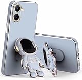 Miagon Kreativ Astronaut Ständer Hülle für Realme C33,Cute Mädchen Dünn Galvanisierte Schutzhülle Weiches Case Bumper mit Astronaut Halter Kickständer