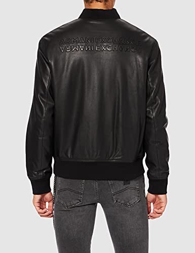 Image of Armani Exchange Men's Faux Leather Embossed Logo Bomber Jacket