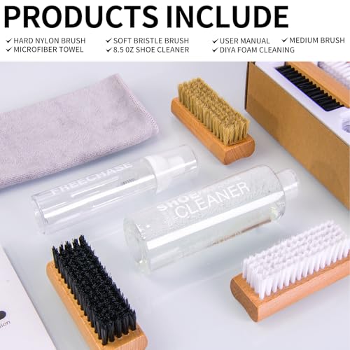 Shoe Cleaner Kit for Sneaker - 8.5 Oz Shoe Cleaning Kit with Shoe Brushes & Towel, White Sneaker Cleaner Kit, Shoe Cleaner for Tennis Shoe Suede Mesh Knit Leather Shoe, and Most Materials2