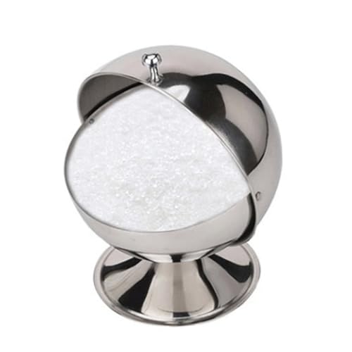MUCKLILY Spherical Stainless Steel Sugar Bowl Candy Jar Seasoning Bottle for Home Kitchen Unbreakable Modern Decor for Dining Table for Buffet Use