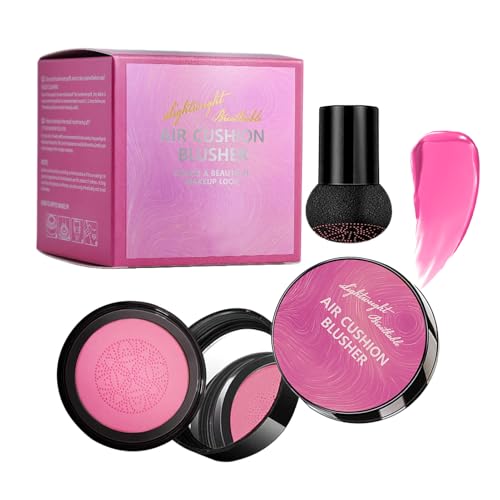 チークメイク,鏡付き フェイスブラッシュ | 初心者向けマッシュルームアプリケーター付き自然な顔メイク トラベル