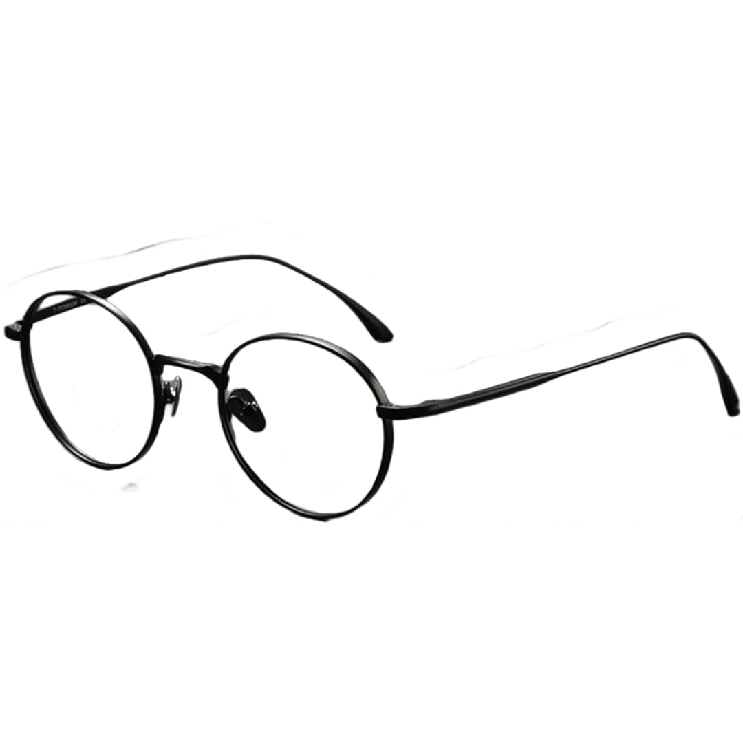 Okulary przeciwsłoneczne damskie retro okrągłe, oprawki z czystego tytanu (czarne)