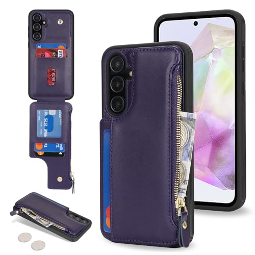 Étui portefeuille pour Samsung Galaxy S23 FE en cuir violet avec porte-cartes intégré